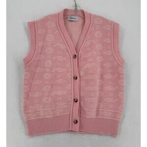Preppy Cute UWOOholic Womens Pink Honeycomb Print Acrylic Sweater Vest